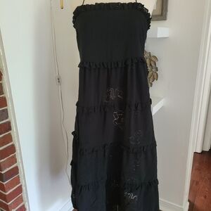 Ted Baker London Black Magnolia Burnout Strapless Midi Dress Size 3 or 8 US